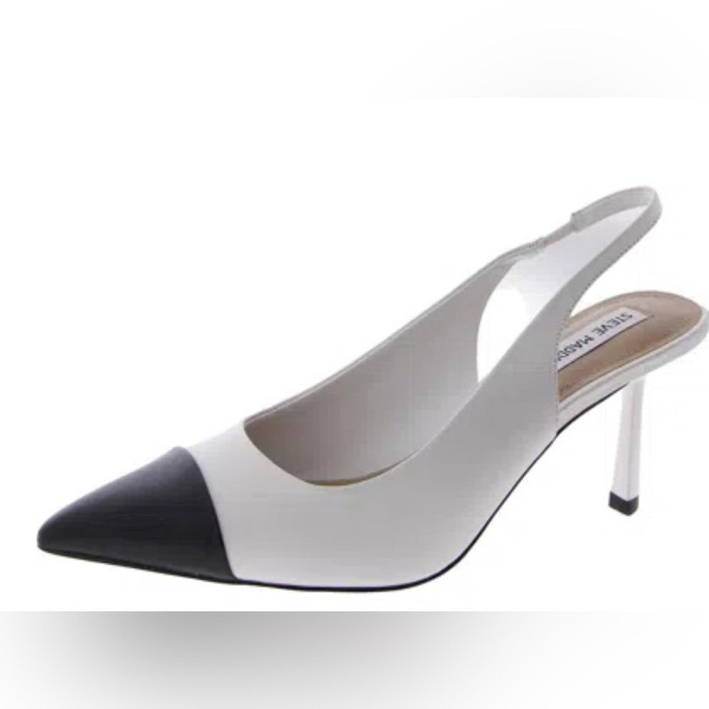 Steve Madden White Slingback Pump with Black Pointed Toe